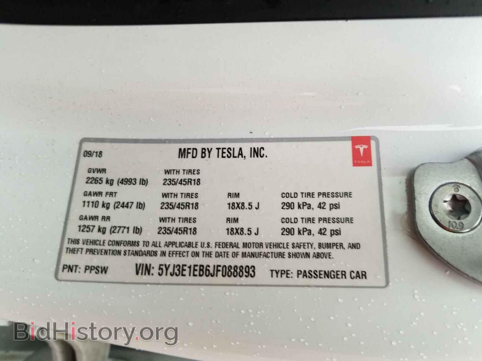 2018 TESLA MODEL 3 - VIN: 5YJ3E1EB6JF088893 - Фото 10