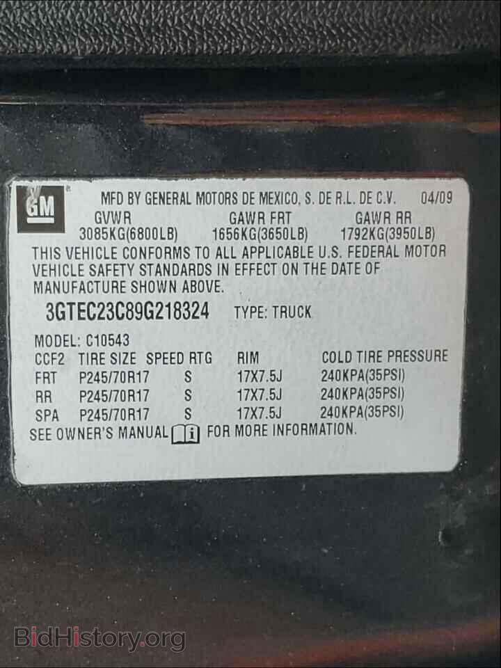 2009 GMC SIERRA - VIN: 3GTEC23C89G218324 - Фото 10