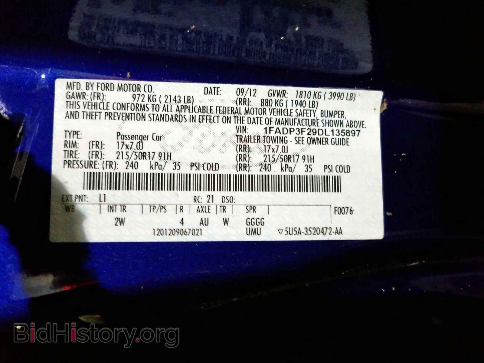 2013 FORD FOCUS - VIN: 1FADP3F29DL135897 - Фото 10