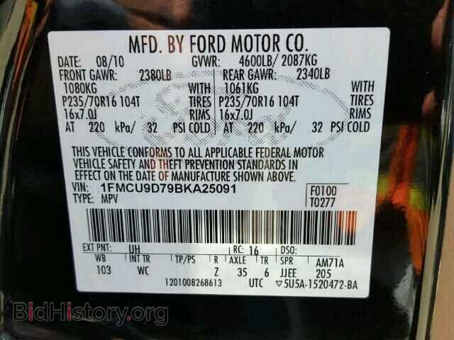 2011 FORD ESCAPE - VIN: 1FMCU9D79BKA25091 - Photo 10