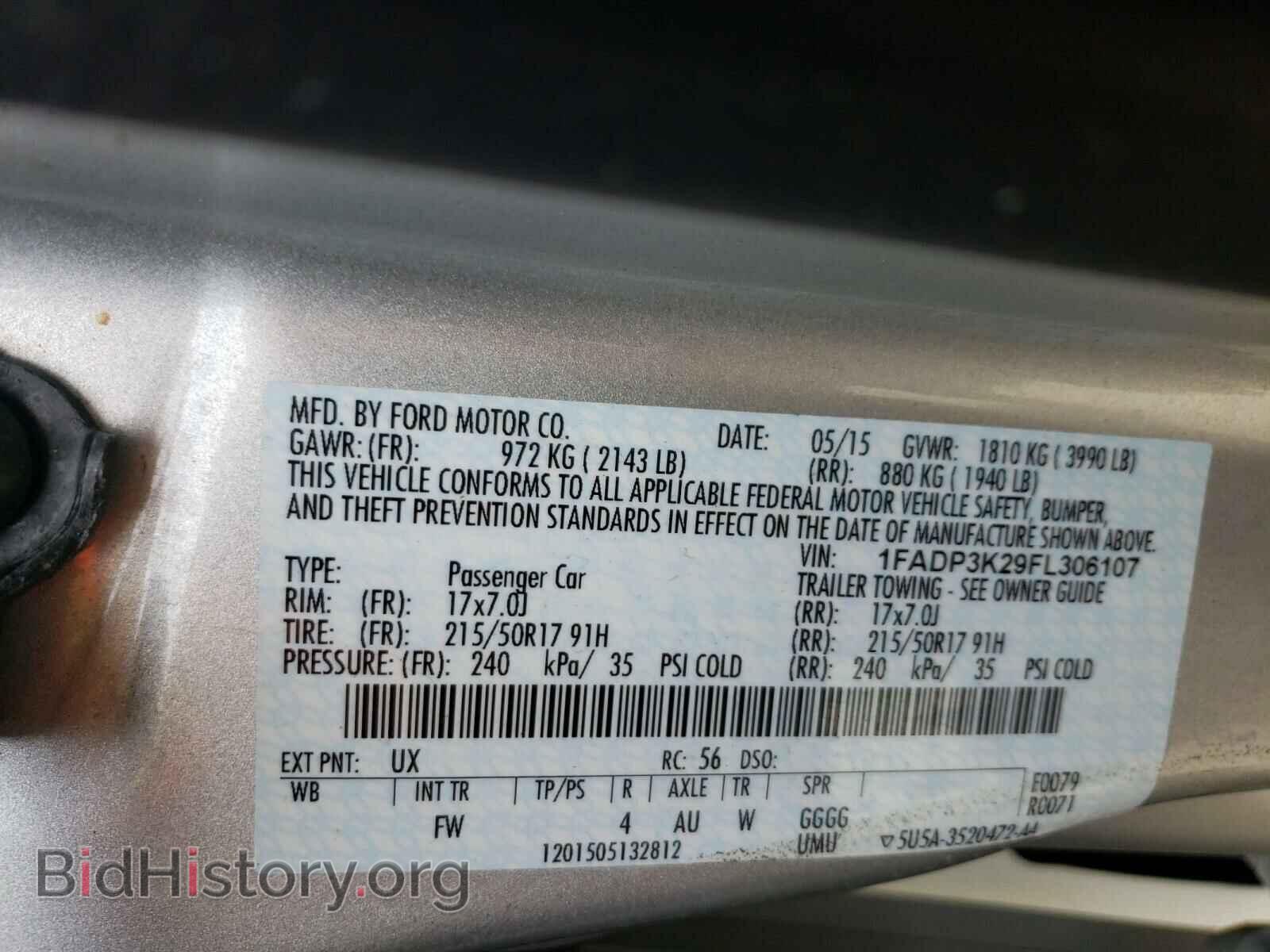 2015 FORD FOCUS - VIN: 1FADP3K29FL306107 - Фото 10