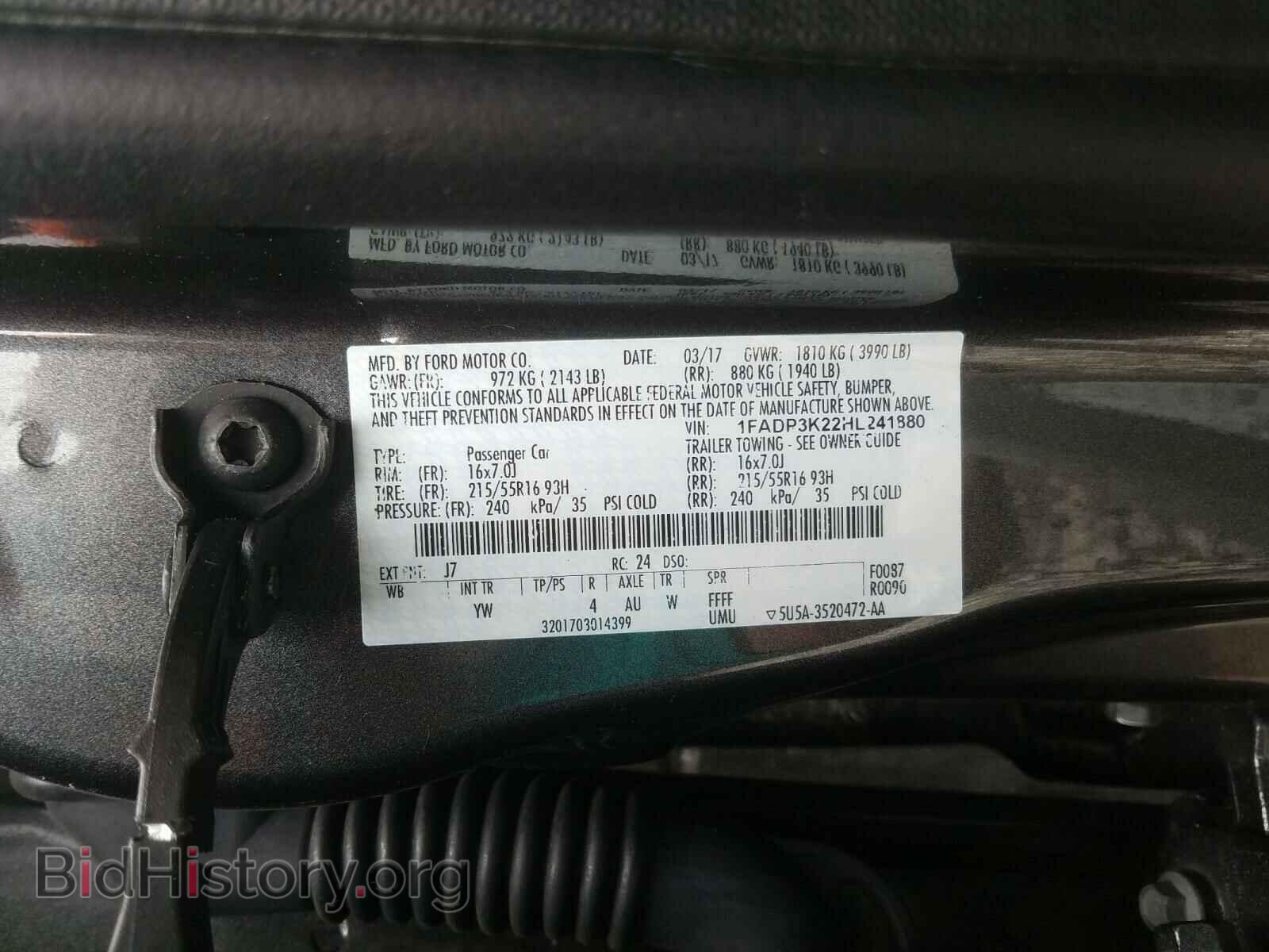 2017 FORD FOCUS - VIN: 1FADP3K22HL241880 - Фото 10