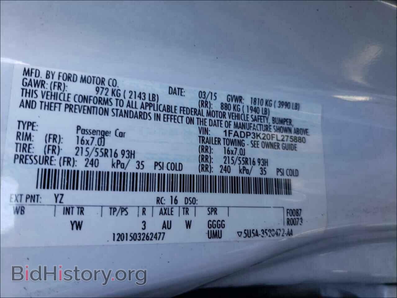 2015 FORD FOCUS - VIN: 1FADP3K20FL275880 - Фото 10