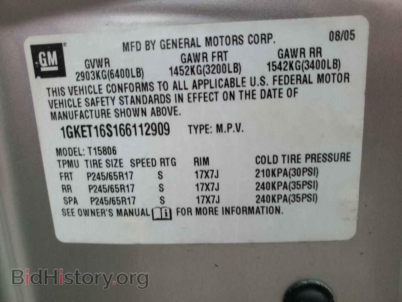 2006 GMC ENVOY - VIN: 1GKET16S166112909 - Фото 10