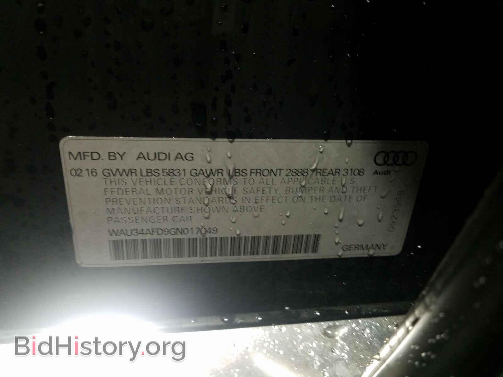2016 AUDI A8 - VIN: WAU34AFD9GN017049 - Фото 10