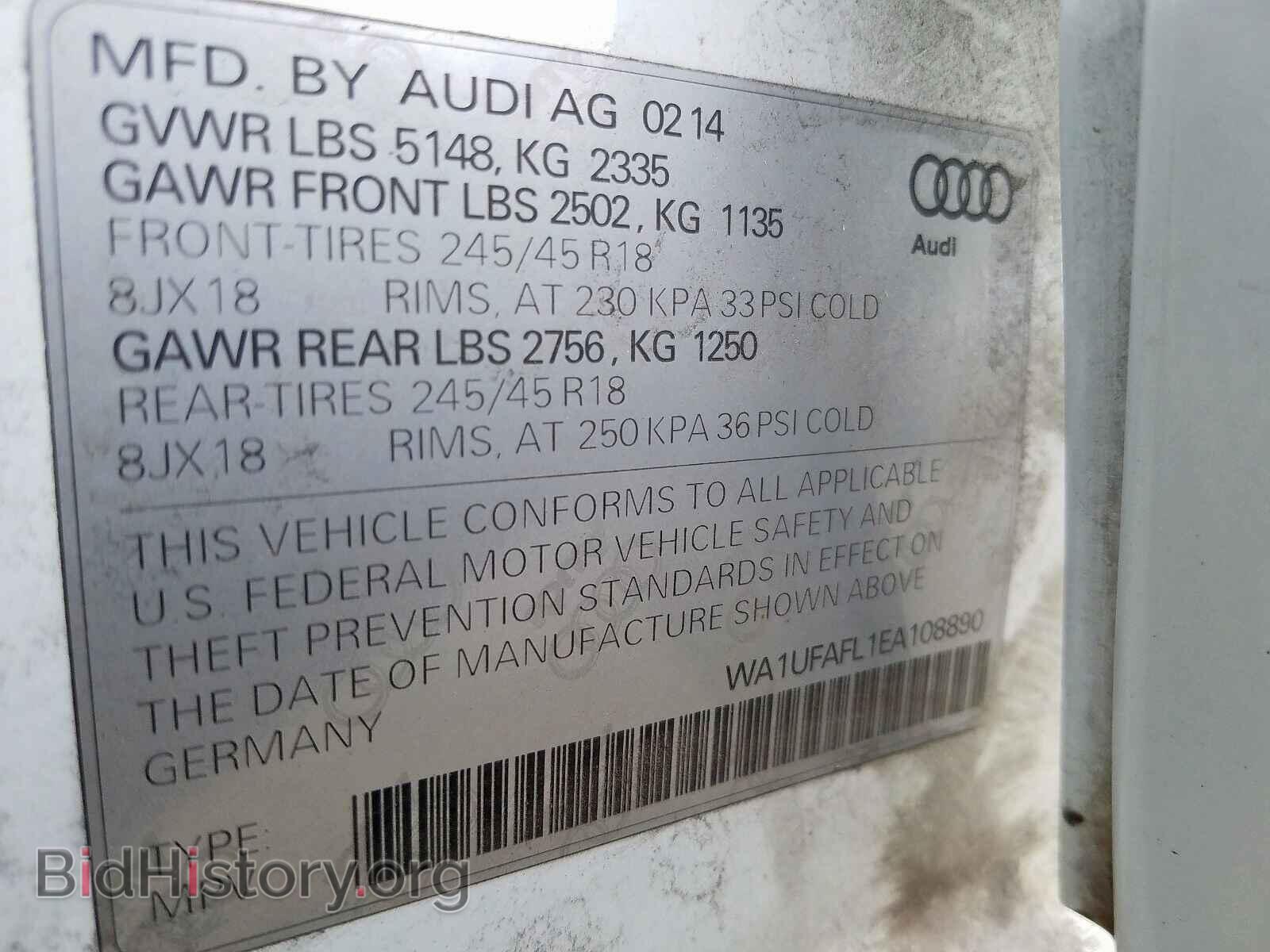 2014 AUDI A4 - VIN: WA1UFAFL1EA108890 - Фото 10