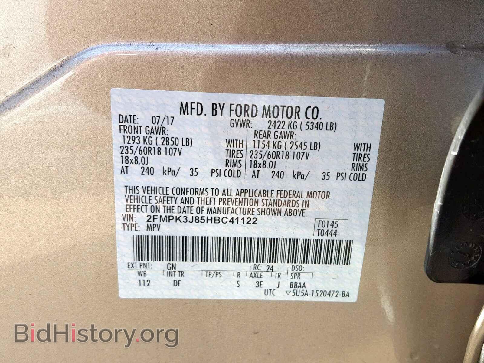 2017 FORD EDGE SEL - VIN: 2FMPK3J85HBC41122 - Photo 10