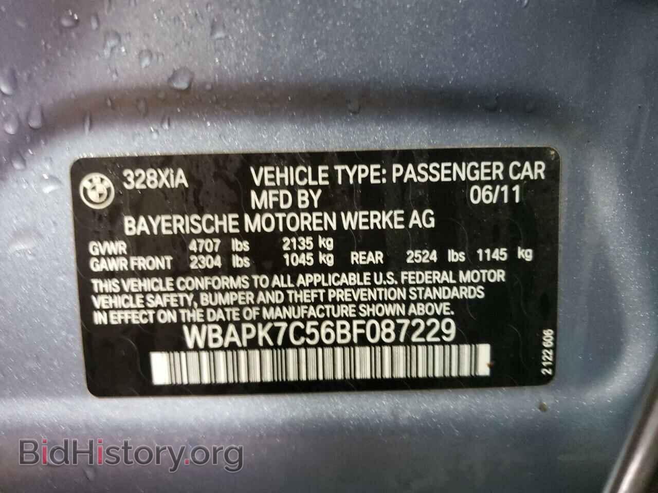 2011 BMW 3 SERIES - VIN: WBAPK7C56BF087229 - Фото 10