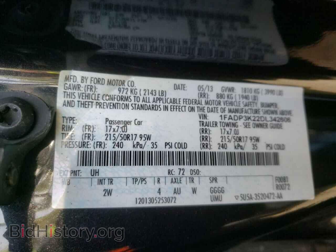 2013 FORD FOCUS - VIN: 1FADP3K22DL342606 - Фото 10