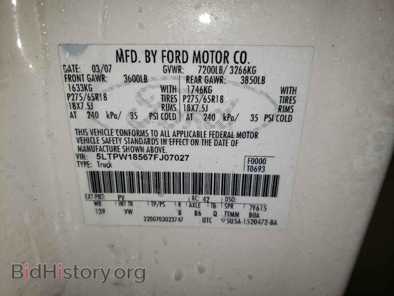 2007 LINCOLN MARK LT - VIN: 5LTPW18567FJ07027 - Photo 10