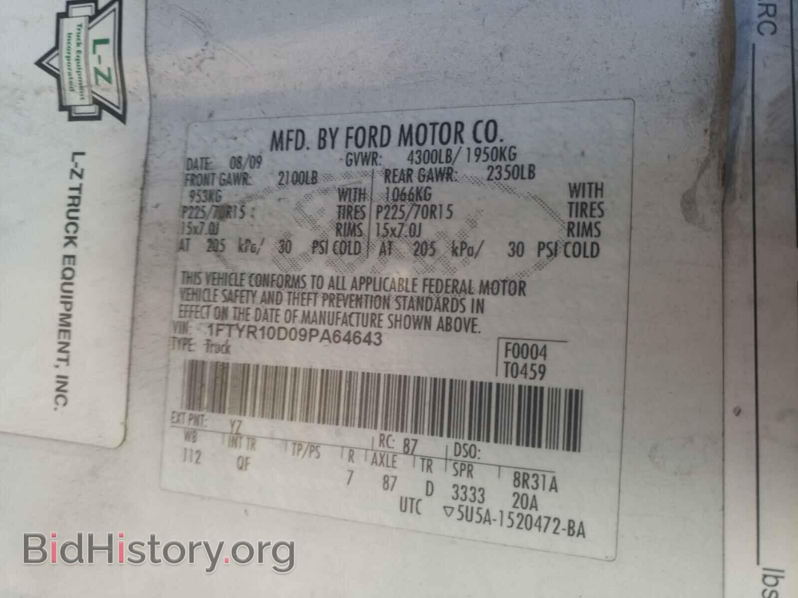 2009 FORD RANGER - VIN: 1FTYR10D09PA64643 - Фото 10