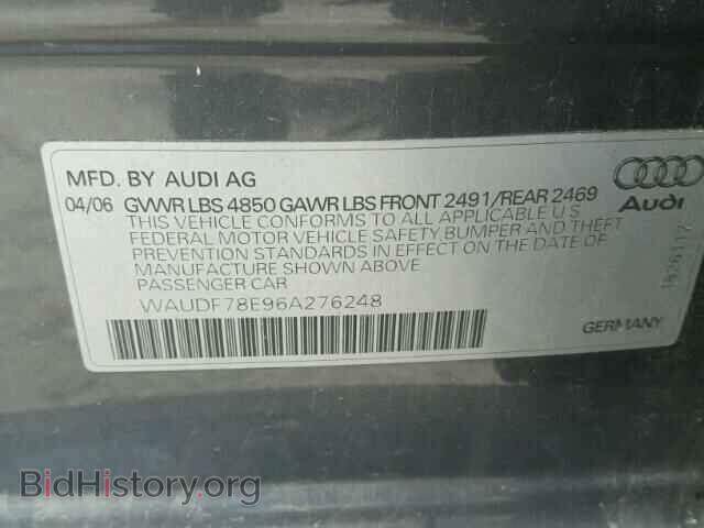 2006 AUDI A4 - VIN: WAUDF78E96A276248 - Фото 10