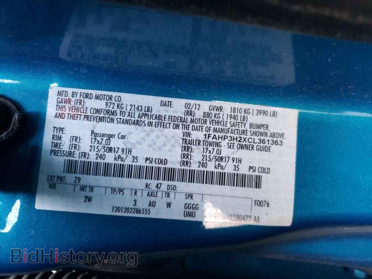 2012 FORD FOCUS - VIN: 1FAHP3H2XCL361363 - Фото 10