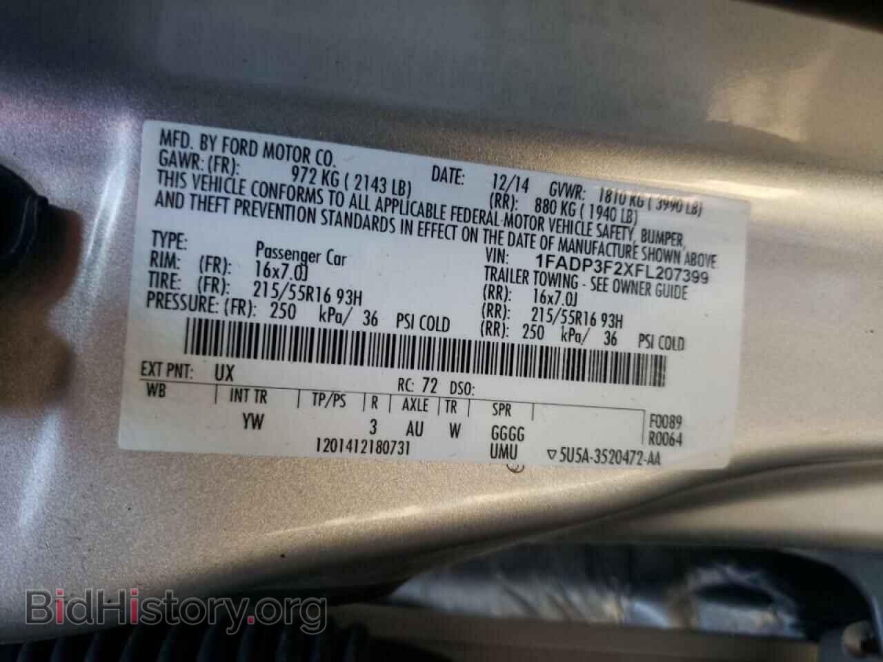 2015 FORD FOCUS - VIN: 1FADP3F2XFL207399 - Фото 10