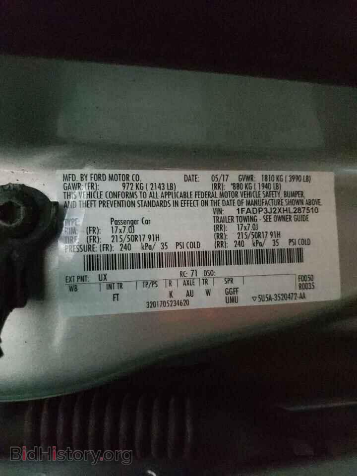 2017 FORD FOCUS - VIN: 1FADP3J2XHL287510 - Фото 10