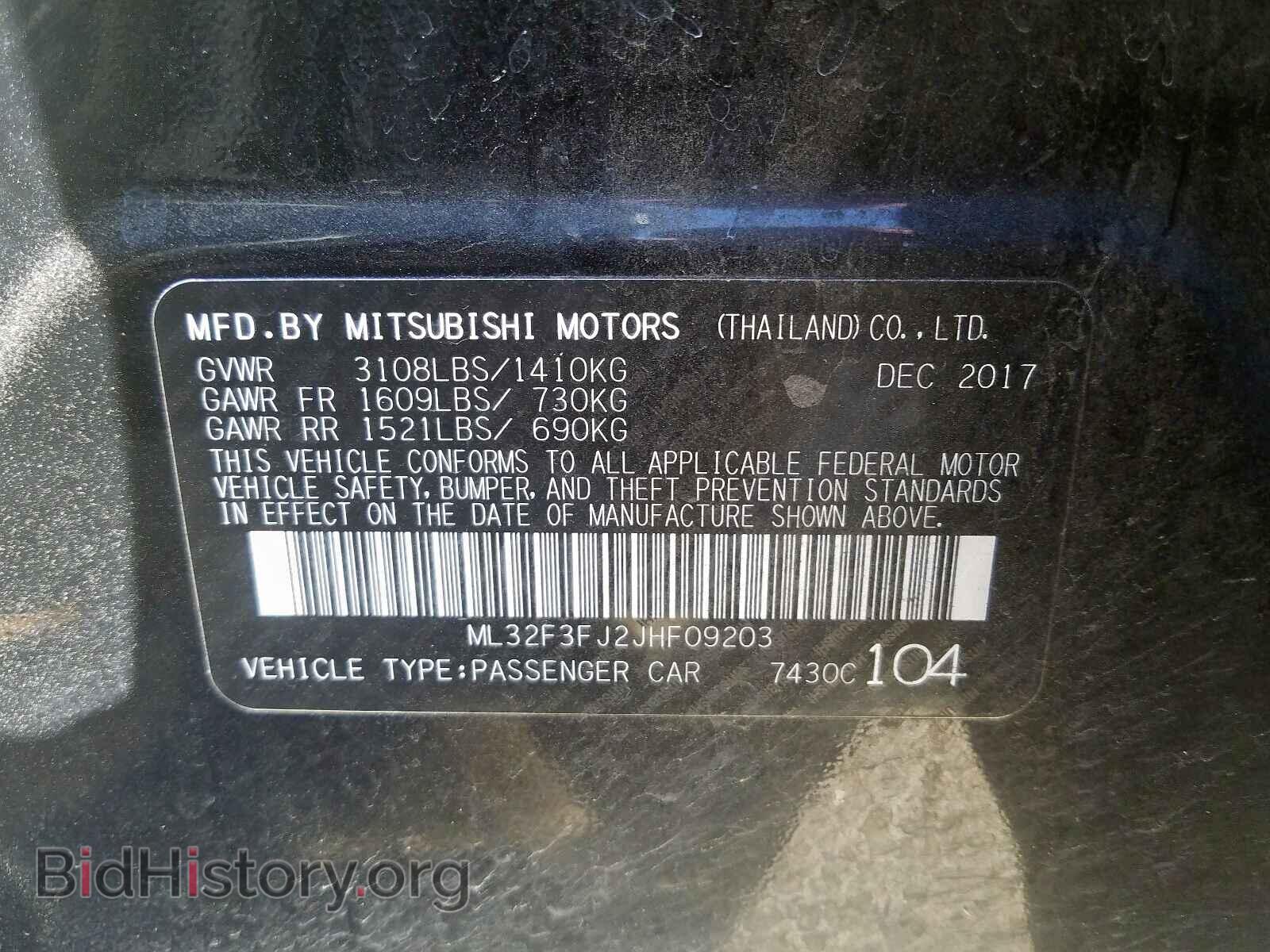 2018 MITSUBISHI MIRAGE - VIN: ML32F3FJ2JHF09203 - Фото 10