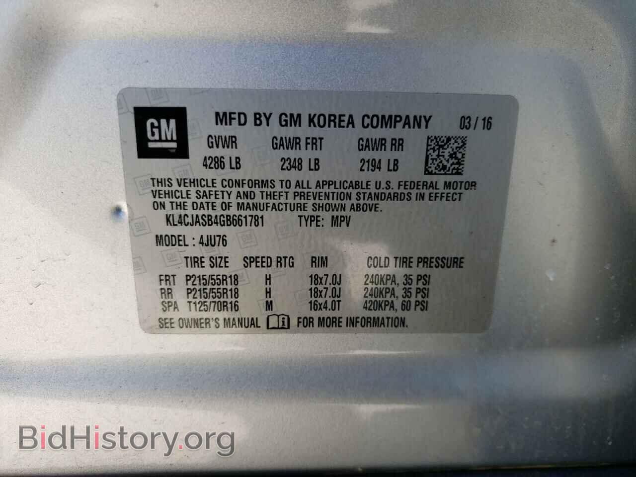2016 BUICK ENCORE - VIN: KL4CJASB4GB661781 - Фото 10