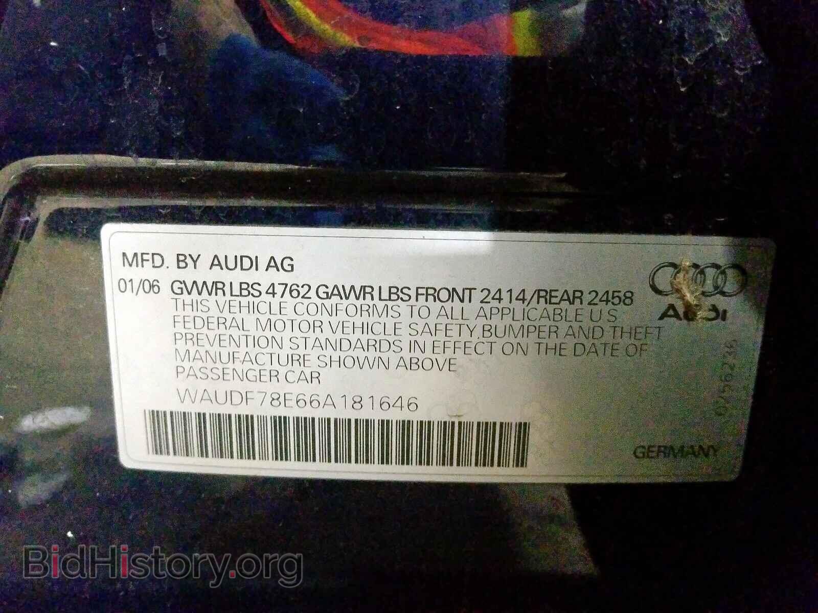 2006 AUDI A4 - VIN: WAUDF78E66A181646 - Фото 10