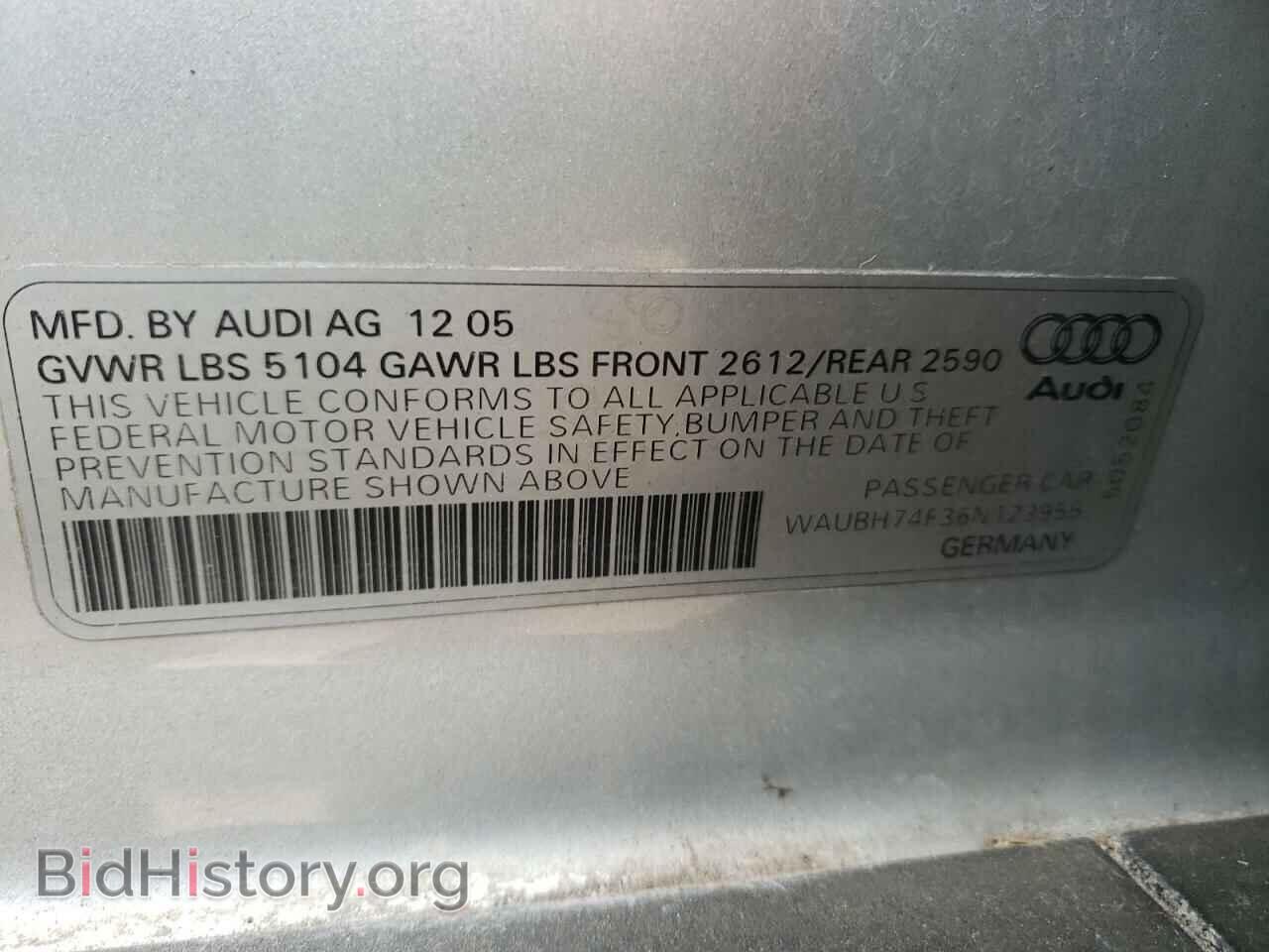 2006 AUDI A6 - VIN: WAUBH74F36N123955 - Фото 10