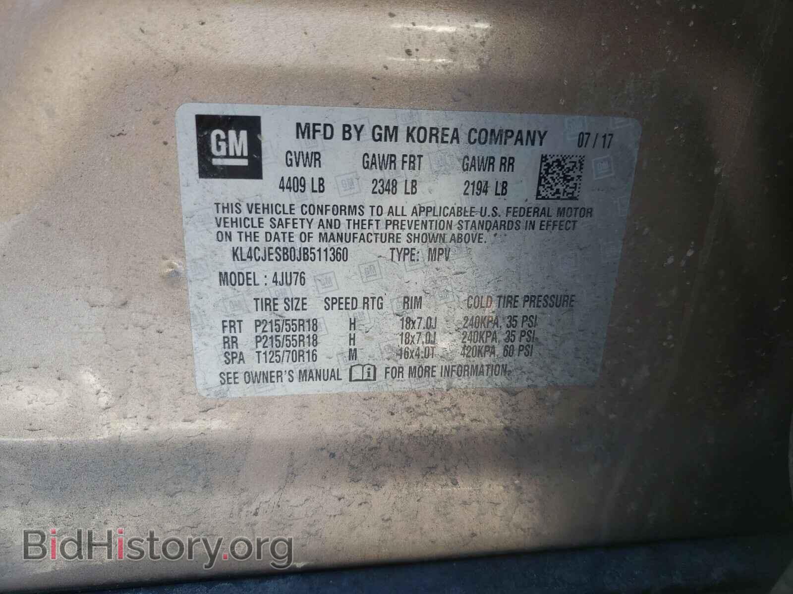 2018 BUICK ENCORE - VIN: KL4CJESB0JB511360 - Фото 10