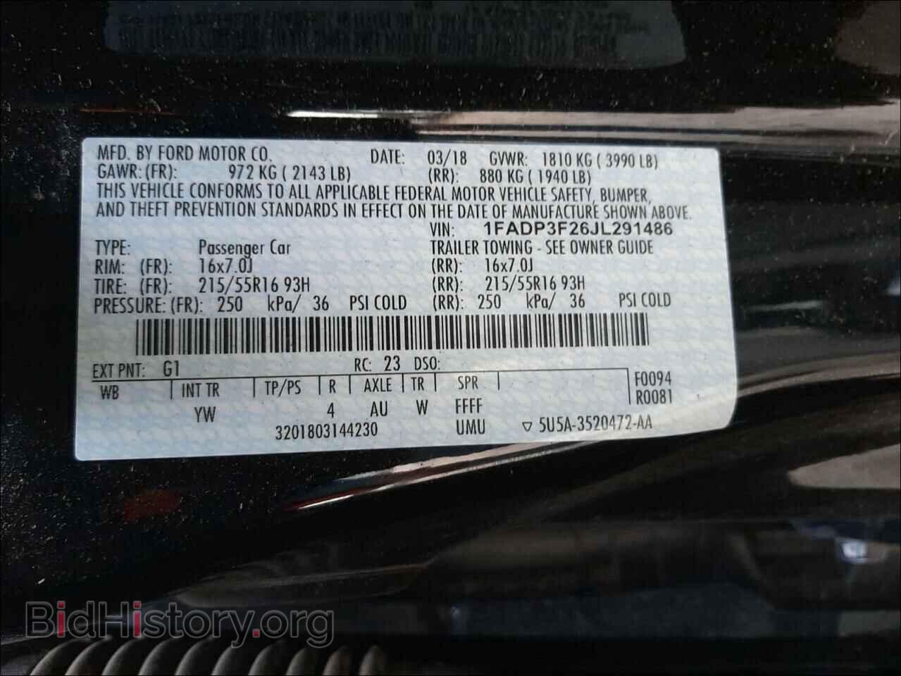 2018 FORD FOCUS - VIN: 1FADP3F26JL291486 - Фото 10