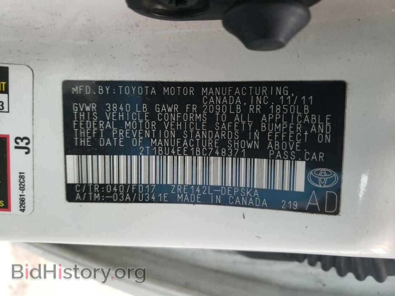 2011 TOYOTA COROLLA - VIN: 2T1BU4EE1BC748371 - Фото 10