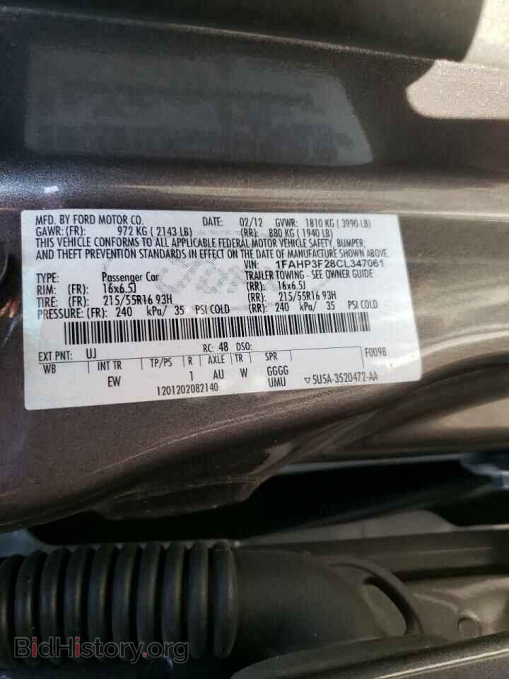 2012 FORD FOCUS - VIN: 1FAHP3F28CL347061 - Фото 10