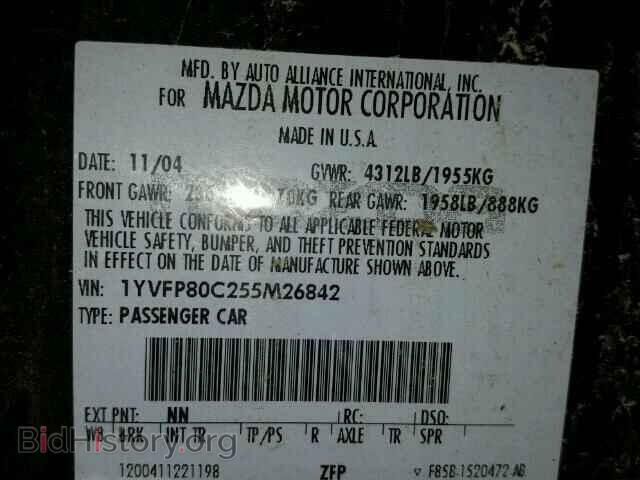 2005 MAZDA 6 - VIN: 1YVFP80C255M26842 - Фото 10