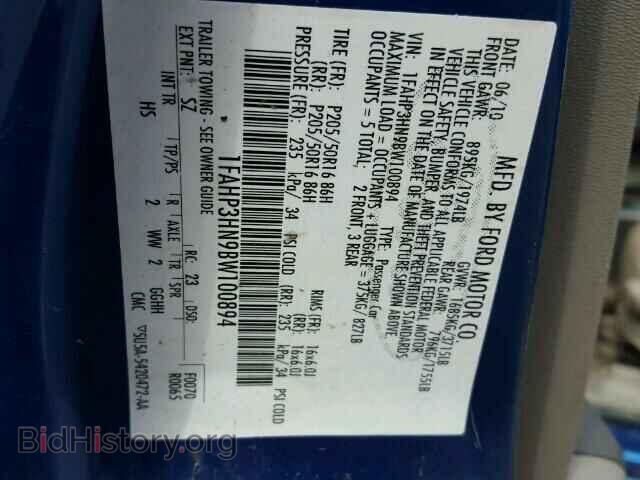 2011 FORD FOCUS - VIN: 1FAHP3HN9BW100894 - Фото 10