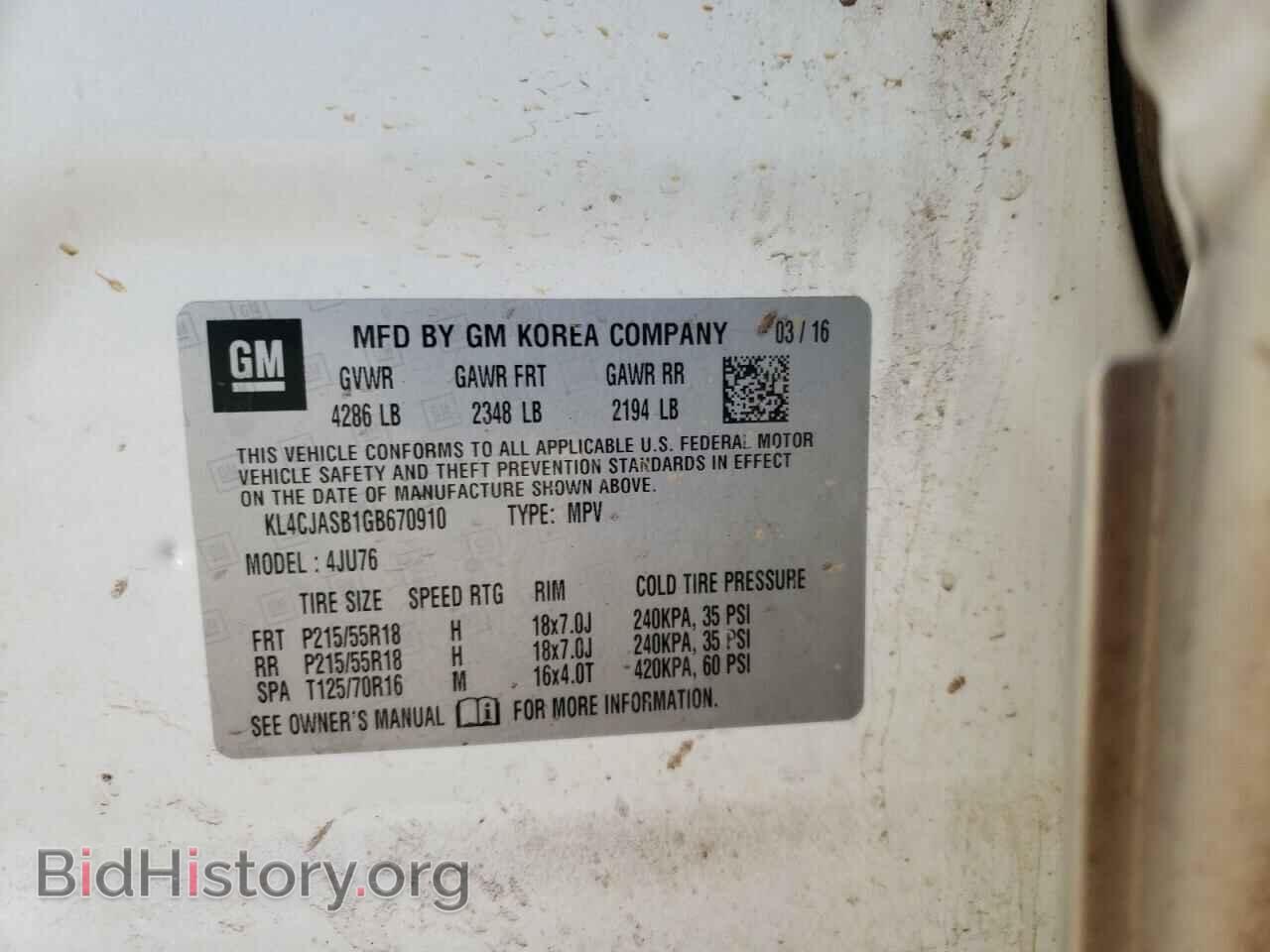 2016 BUICK ENCORE - VIN: KL4CJASB1GB670910 - Фото 10