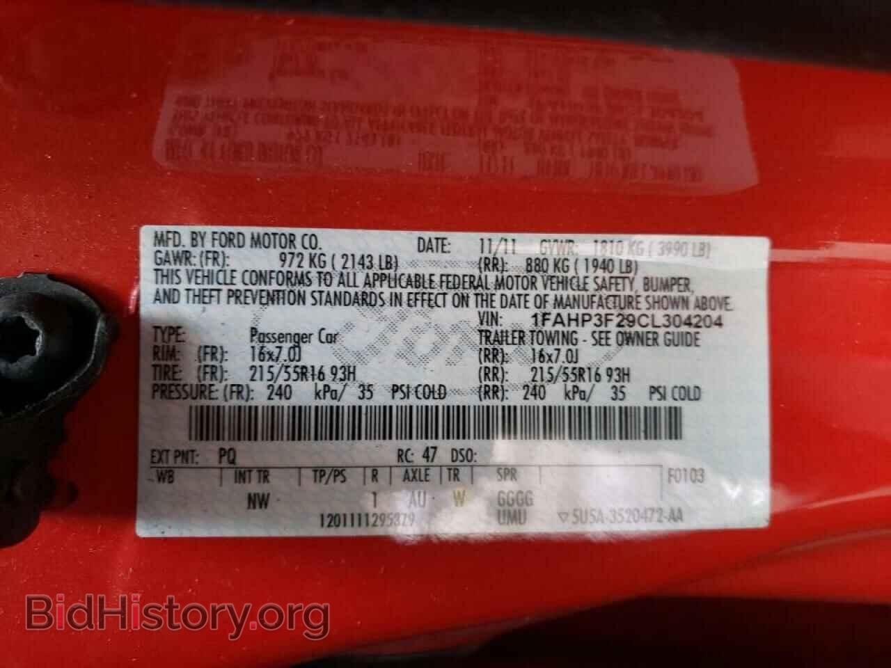 2012 FORD FOCUS - VIN: 1FAHP3F29CL304204 - Фото 10