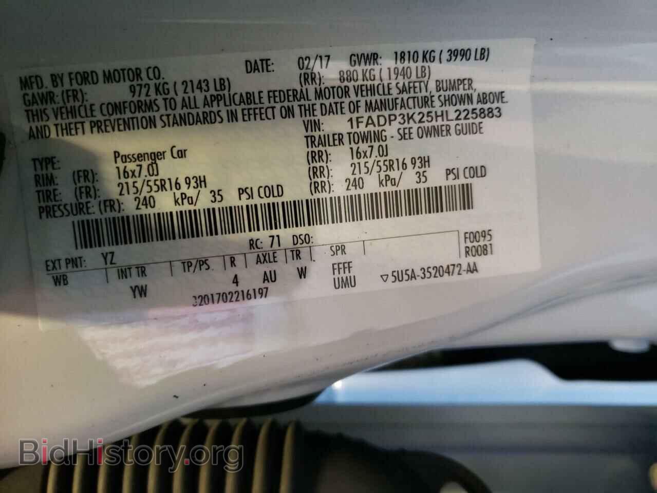 2017 FORD FOCUS - VIN: 1FADP3K25HL225883 - Фото 10