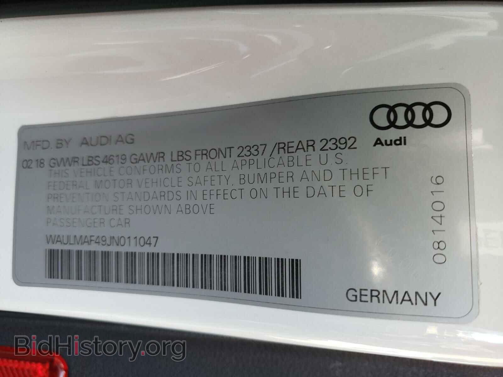 2018 AUDI A4 - VIN: WAULMAF49JN011047 - Фото 10