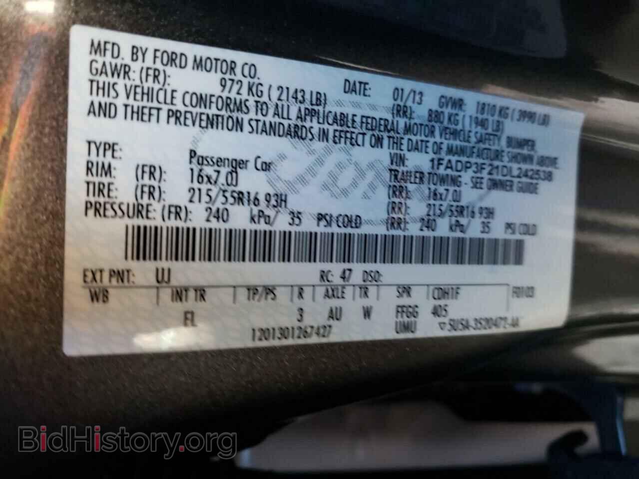 2013 FORD FOCUS - VIN: 1FADP3F21DL242538 - Фото 10