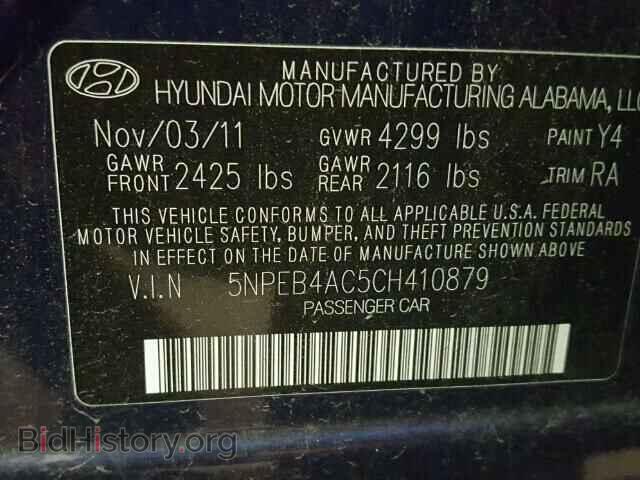 2012 HYUNDAI SONATA - VIN: 5NPEB4AC5CH410879 - Photo 10