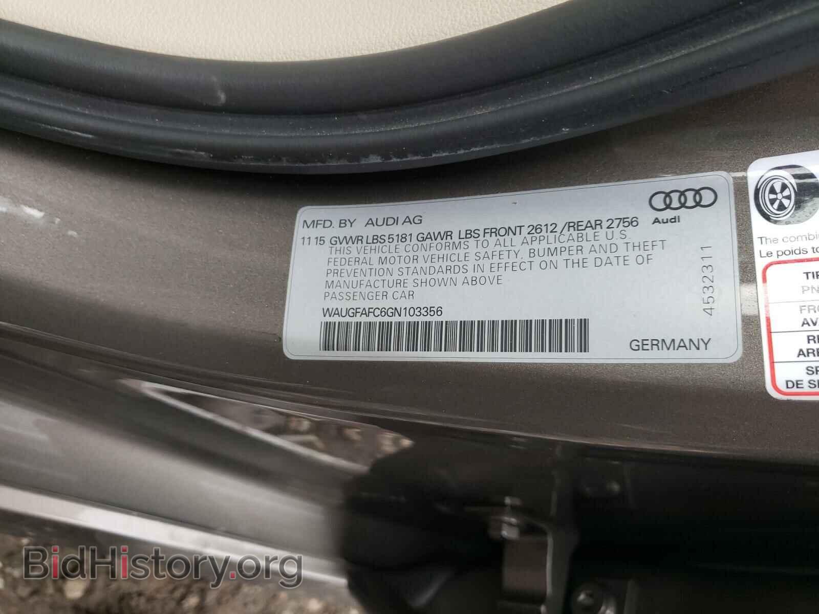 2016 AUDI A6 - VIN: WAUGFAFC6GN103356 - Фото 10
