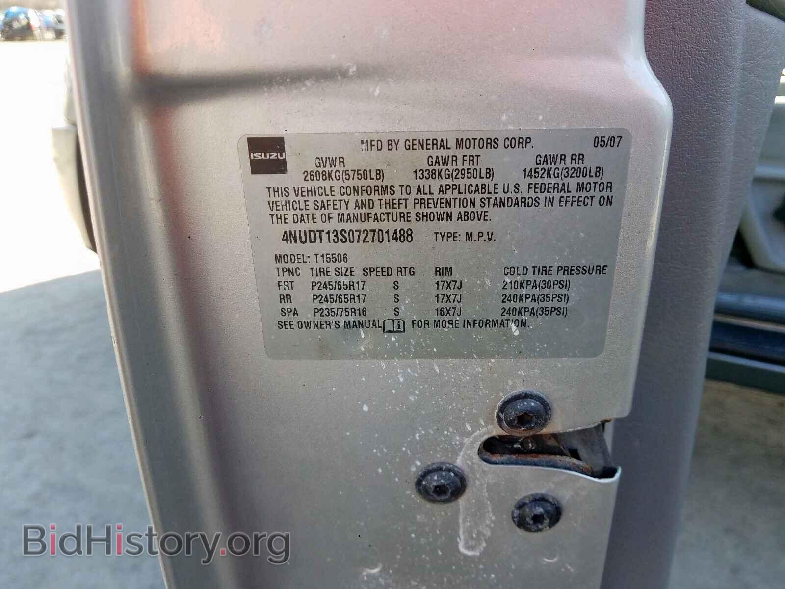 2007 ISUZU ASCENDER - VIN: 4NUDT13S072701488 - Photo 10
