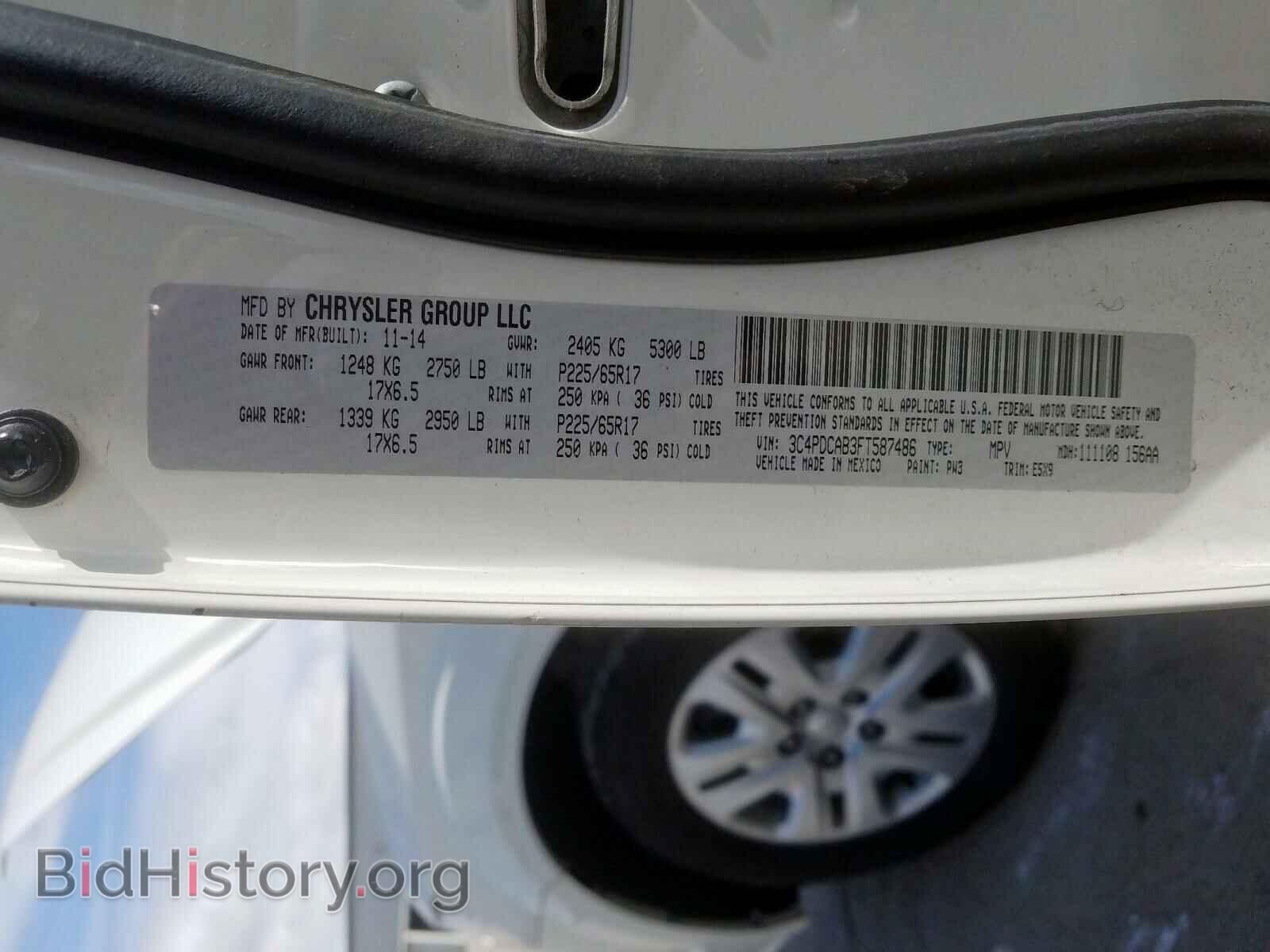 2015 DODGE JOURNEY - VIN: 3C4PDCAB3FT587486 - Photo 10