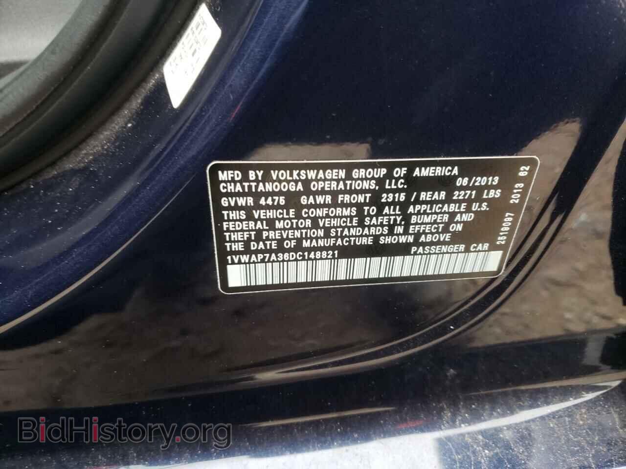 2013 VOLKSWAGEN PASSAT - VIN: 1VWAP7A36DC148821 - Фото 10