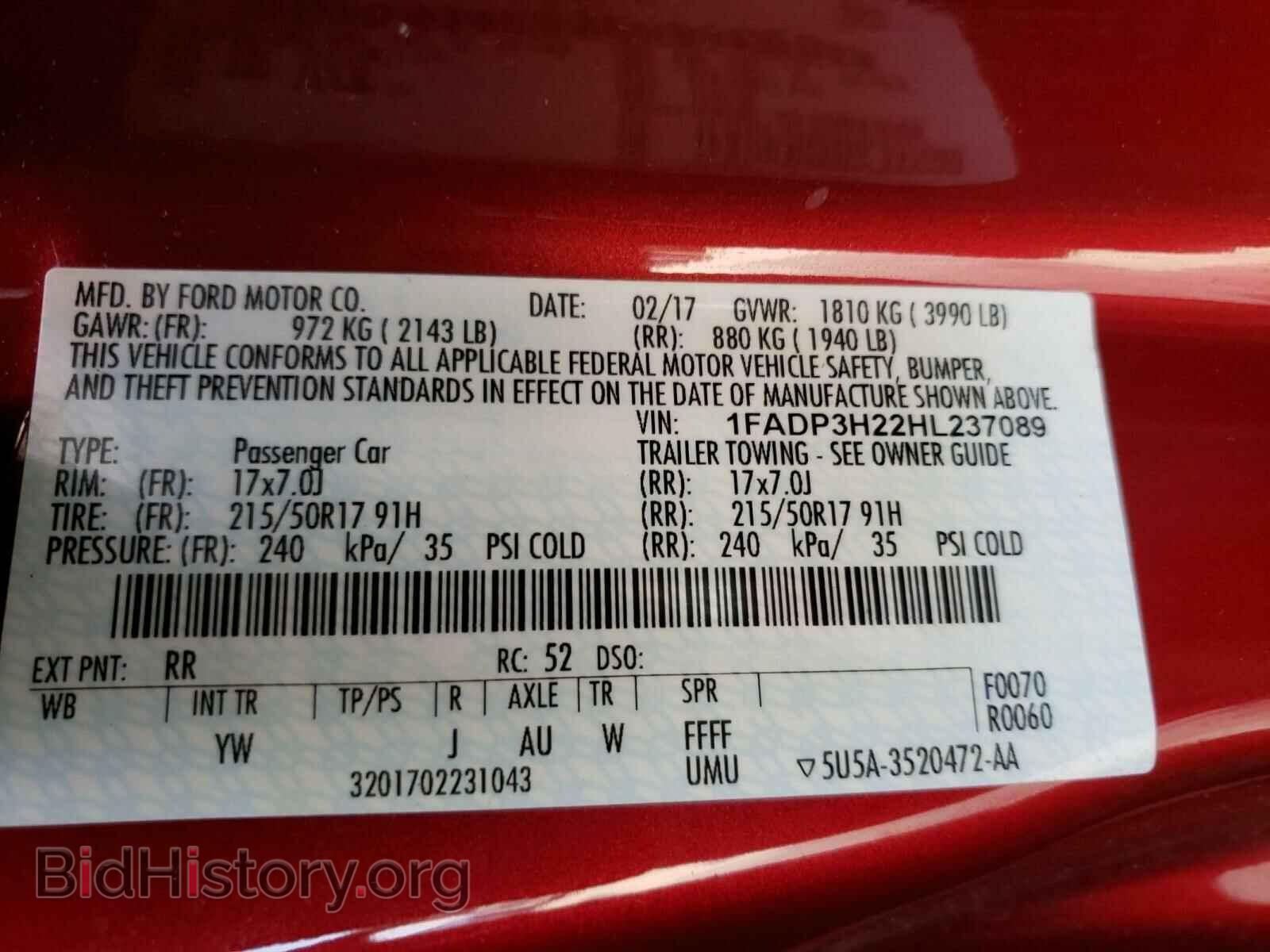 2017 FORD FOCUS - VIN: 1FADP3H22HL237089 - Photo 10