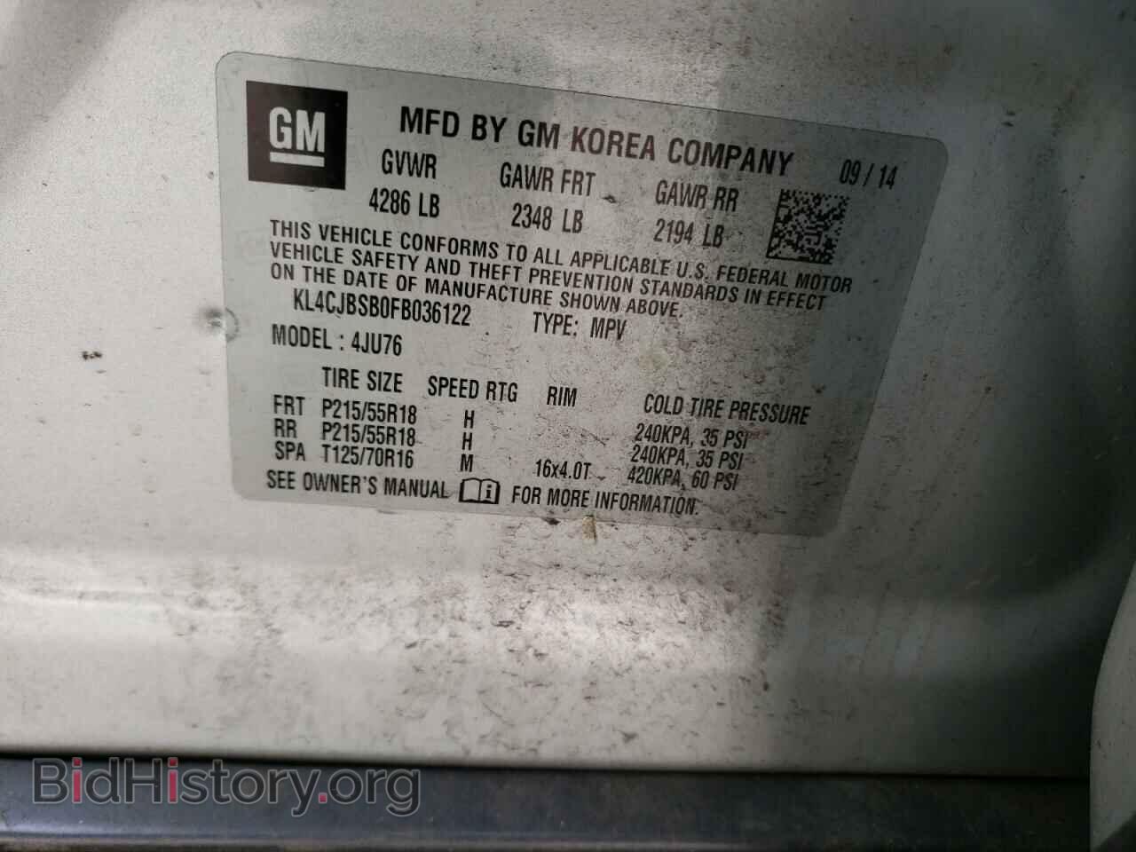 2015 BUICK ENCORE - VIN: KL4CJBSB0FB036122 - Фото 10