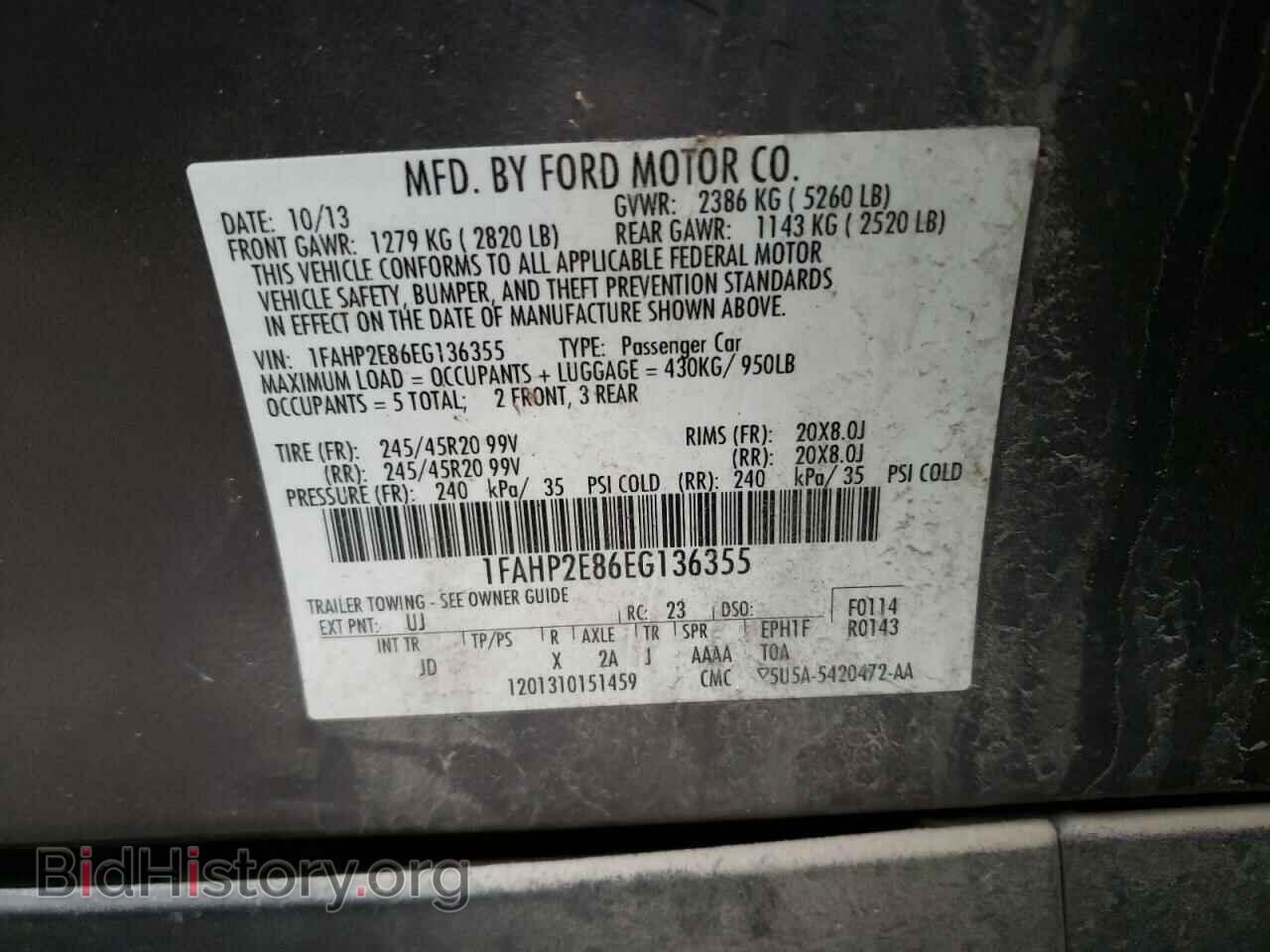 2014 FORD TAURUS - VIN: 1FAHP2E86EG136355 - Фото 10