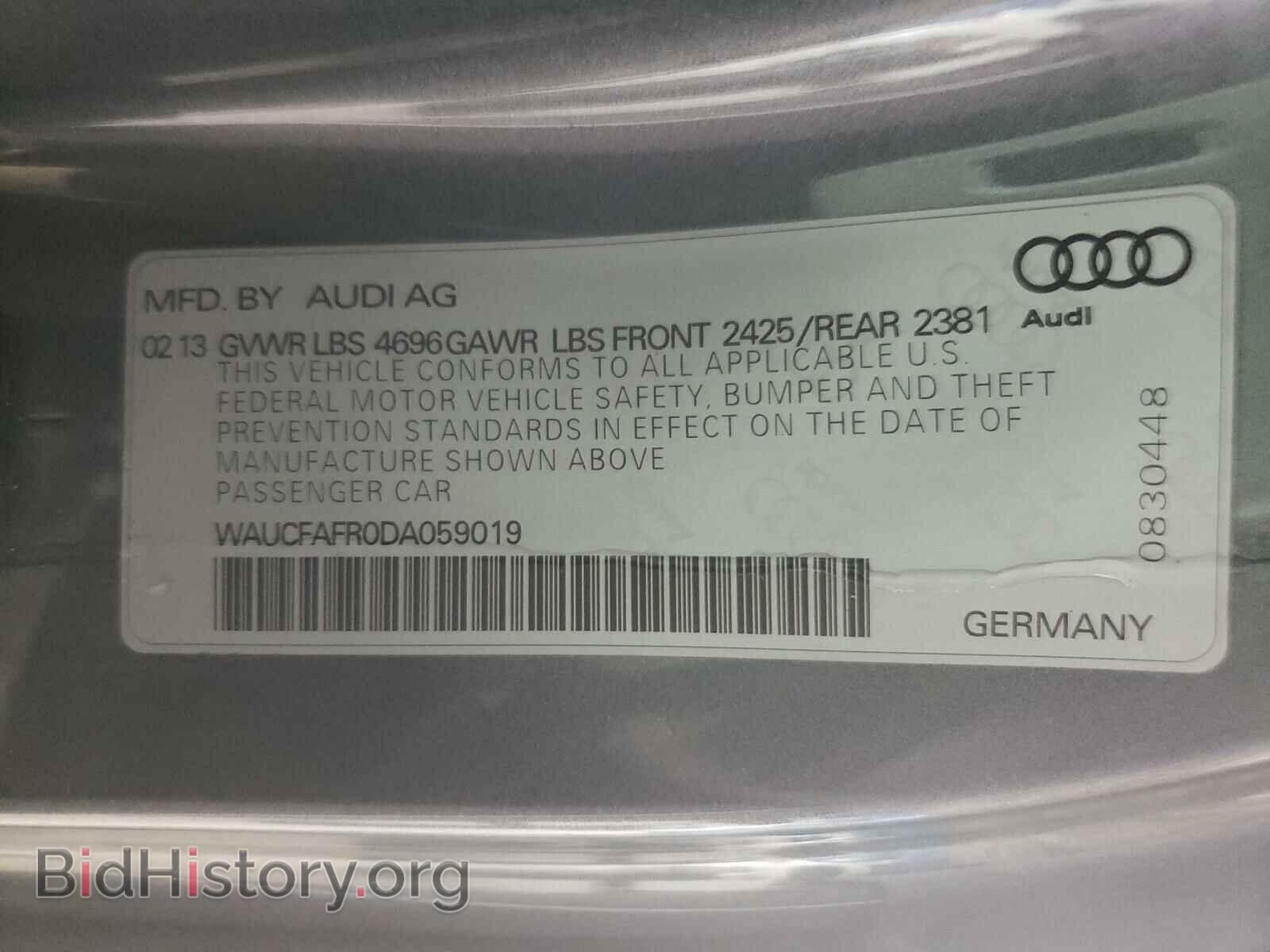 2013 AUDI A5 - VIN: WAUCFAFR0DA059019 - Photo 10
