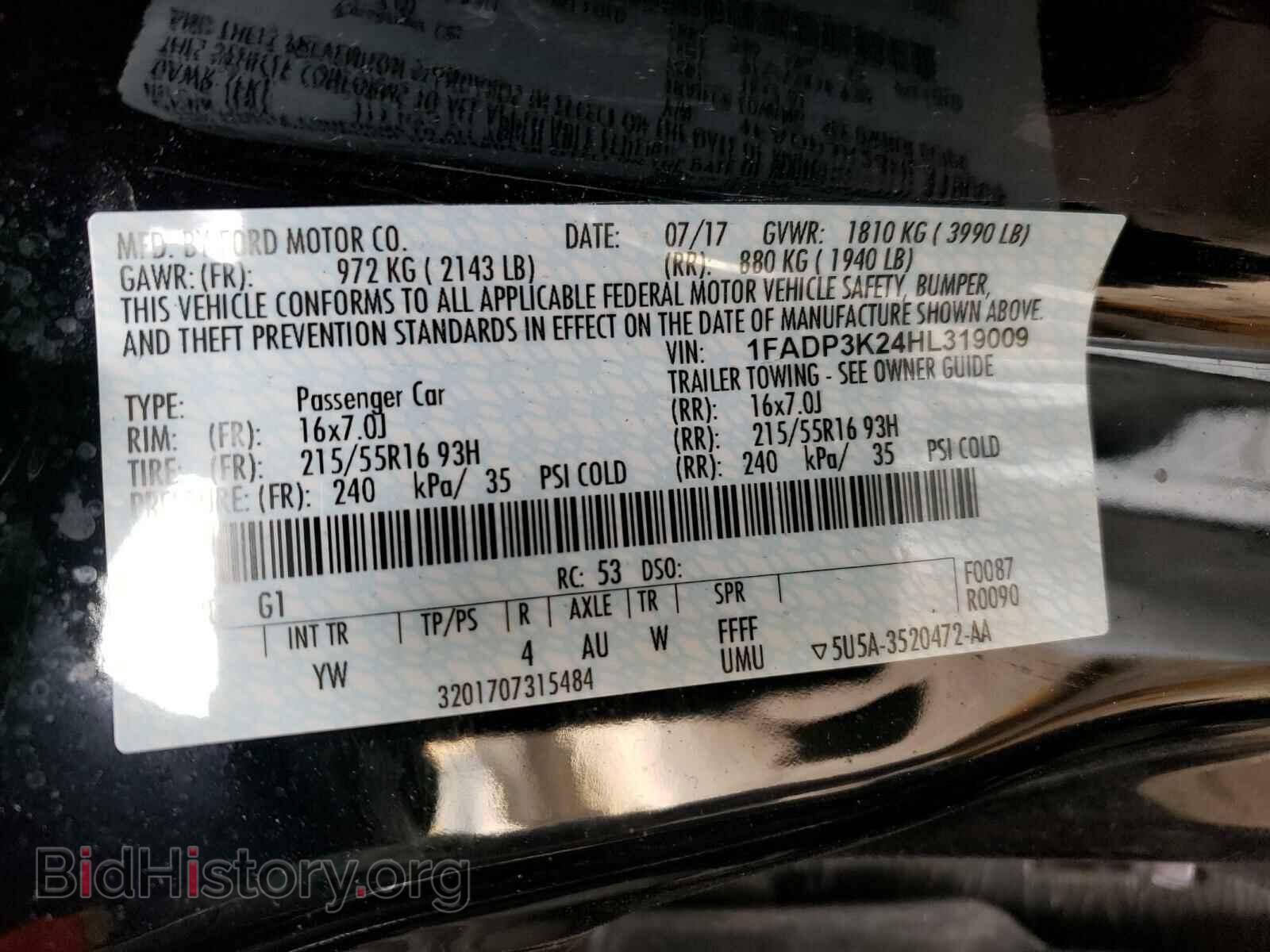 2017 FORD FOCUS - VIN: 1FADP3K24HL319009 - Фото 10