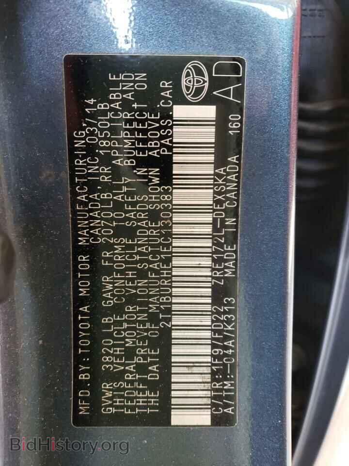 2014 TOYOTA COROLLA - VIN: 2T1BURHE1EC130383 - Фото 10