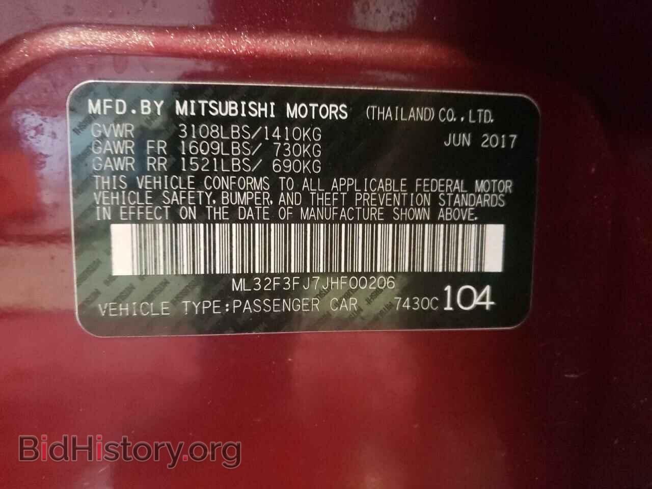 2018 MITSUBISHI MIRAGE - VIN: ML32F3FJ7JHF00206 - Фото 10