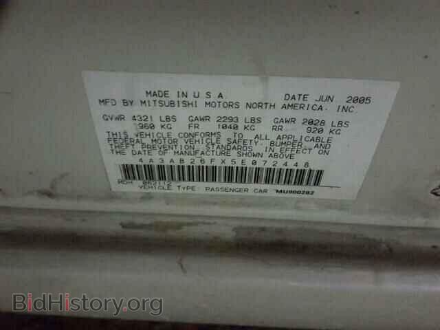 2005 MITSUBISHI GALANT - VIN: 4A3AB26FX5E072448 - Фото 10