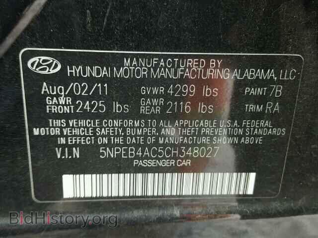 2012 HYUNDAI SONATA - VIN: 5NPEB4AC5CH348027 - Фото 10