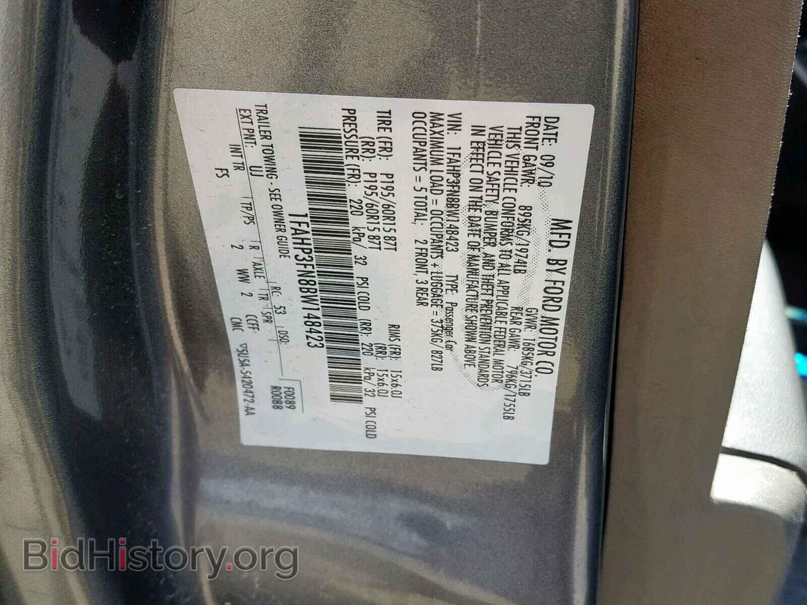 2011 FORD FOCUS SE - VIN: 1FAHP3FN8BW148423 - Фото 10