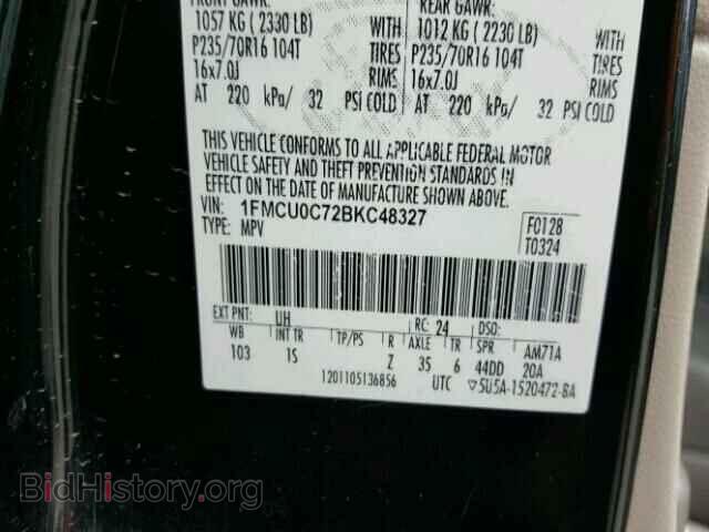 2011 FORD ESCAPE - VIN: 1FMCU0C72BKC48327 - Фото 10